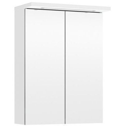 Peilikaappi LED-valolla Temal Highlight, 50 cm, 2 ovea, pistorasia vasen, matta valkoinen