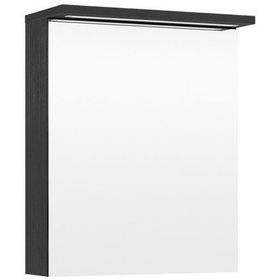Peilikaappi LED-valolla Temal Highlight, 55cm, 1 ovi, vasenkätinen, pistorasia oikea, musta puu