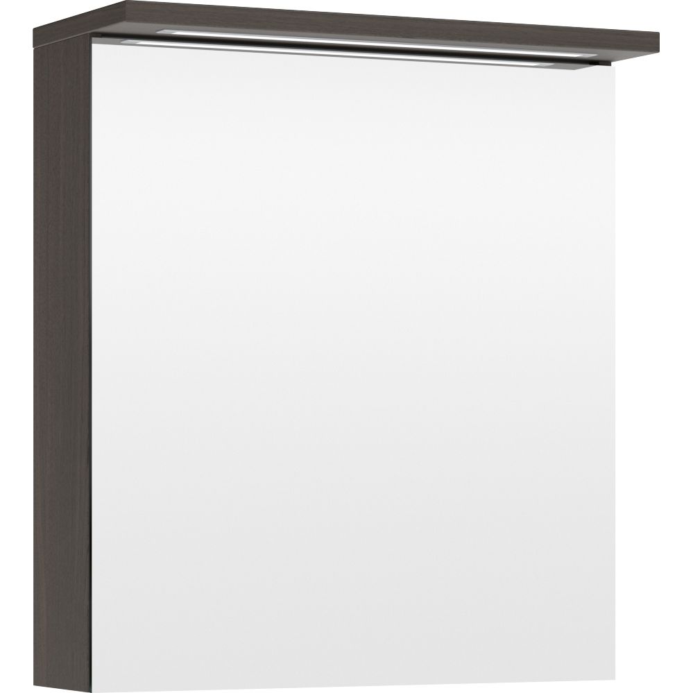 Peilikaappi LED-valolla Temal Highlight, 60 cm, oikeakätinen, pistorasia vasen, ruskea saarni