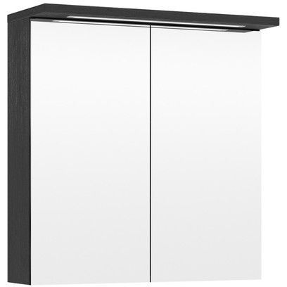 Peilikaappi LED-valolla Temal Highlight, 65cm, 2 ovea, pistorasia oikea, musta puu