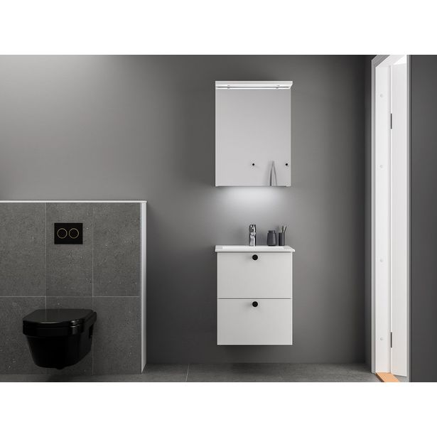 Kylpyhuoneryhmä Temal Astra/Highlight 1, 50 cm, allaskaapilla ja peilikaapilla, mattavalkoinen