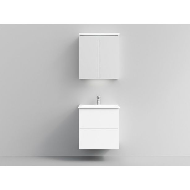 Kylpyhuoneryhmä Temal Astra/Highlight 5, 60 cm, allaskaapilla ja peilikaapilla, mattavalkoinen