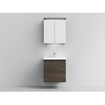 Kylpyhuoneryhmä Temal Astra/Highlight 6, 60 cm, allaskaapilla ja peilikaapilla, ruskea saarni