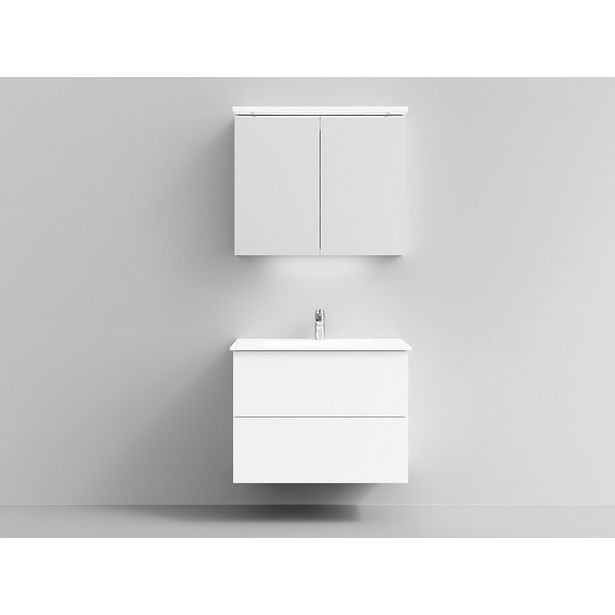 Kylpyhuoneryhmä Temal Astra/Highlight 9, 80 cm, allaskaapilla ja peilikaapilla, mattavalkoinen