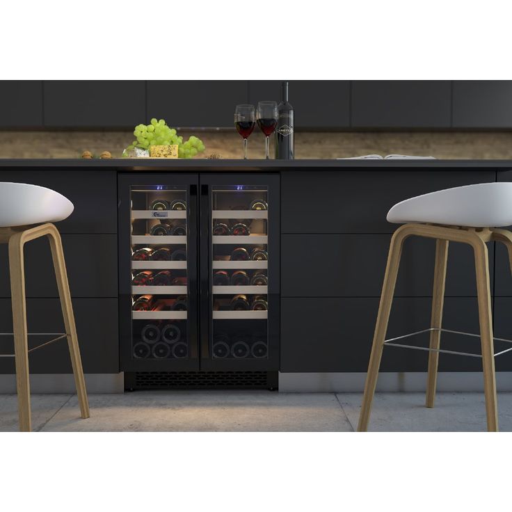 Viinikaappi Thermex Winemex 40, 59.5cm, 2 lämpötila-aluetta, integroitava, musta