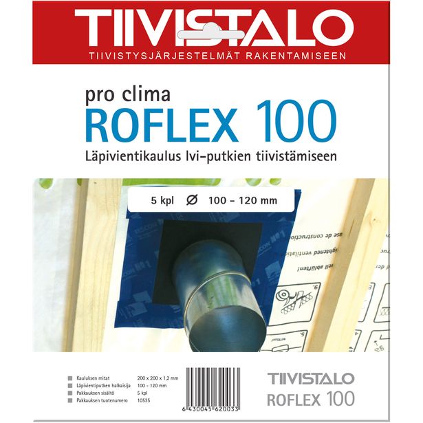 Läpivientikaulus Roflex 100 LVI-putken kaulus 90-125mm putkelle 5kpl/pkt