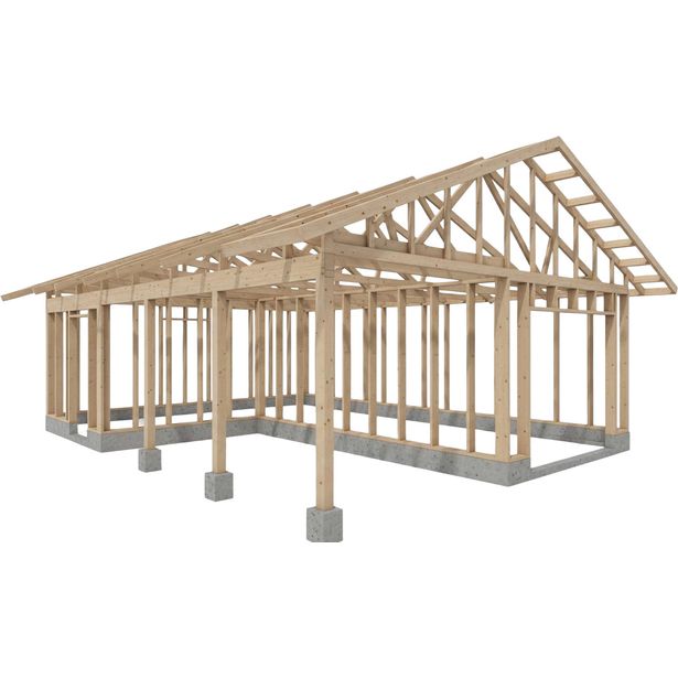 Autotallin runkopaketti autokatoksella Aarni, eri kokoja