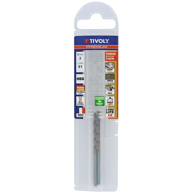 Metalliporanterä Tivoly Furius HSS, 3mm, 2 kpl