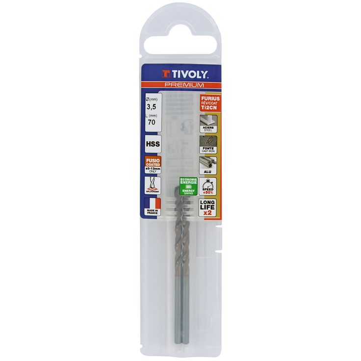 Metalliporanterä Tivoly Furius HSS Ti2CN Fusio, 3, 5mm, 2 kpl
