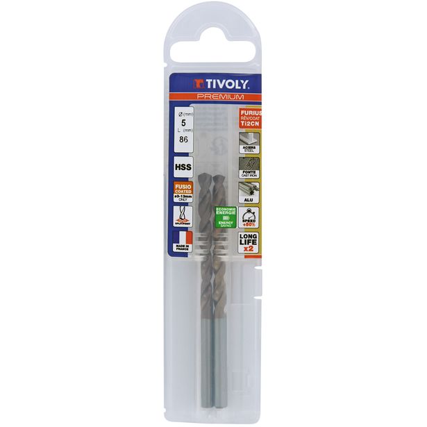 Metalliporanterä Tivoly Furius HSS Ti2CN Fusio, 5mm, 2 kpl