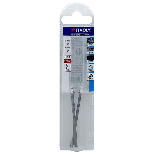Metalliporanterä Tivoly T Line, 3mm, HSS-CO, 2 kpl