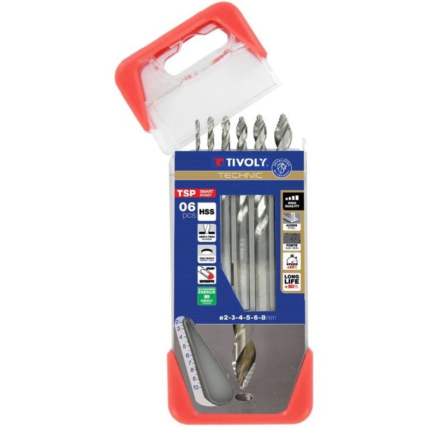 Metalliporanterä Tivoly Smart Point HSS, 2–8mm, 6 kpl