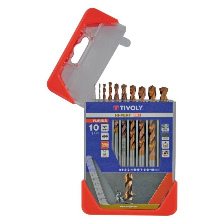 Metalliporanteräsarja Tivoly Furius Fusio HSS, 1–10mm, 10 kpl