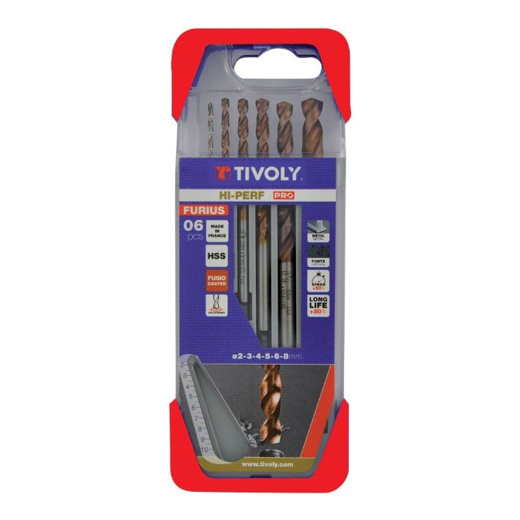 Metalliporanteräsarja Tivoly Furius Fusio HSS, 2–8mm, 6 kpl