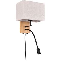 Seinävalaisin Trio Nilam lukuvalolla, 25cm, LED + E27, luonnonpuu