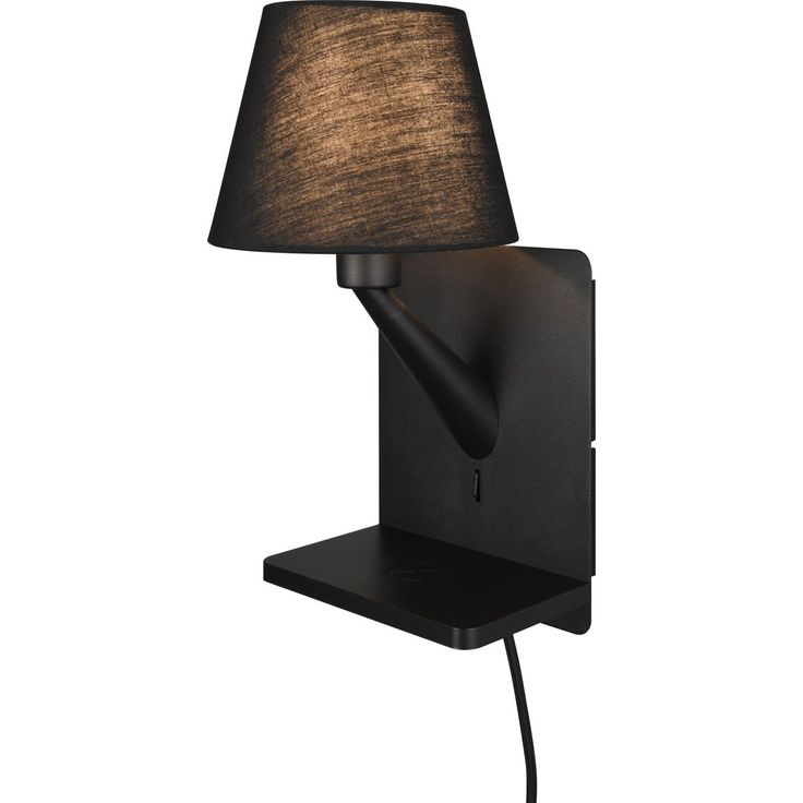 Seinävalaisin latausasemalla Trio Comfort E14 musta