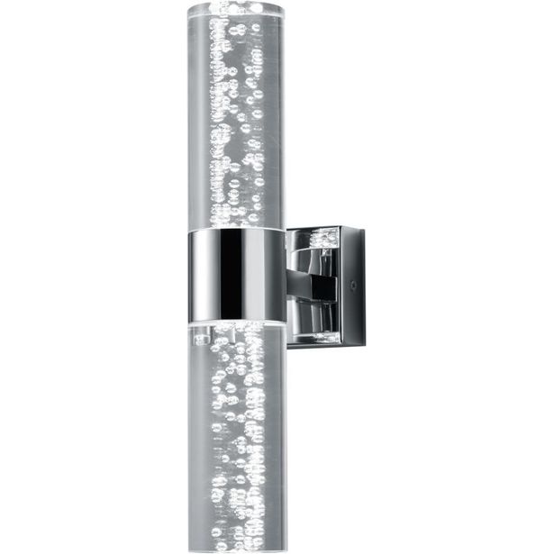 LED-seinävalaisin H2O, 70x120x300mm, 2-osainen, kromi/kupla-akryyli