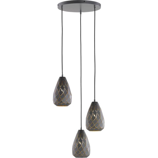 Riippuvalaisin Trio Onyx, ø350x1500mm, antrasiitti/kulta
