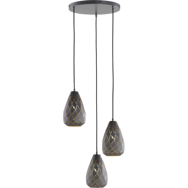 Riippuvalaisin Trio Onyx, ø350x1500mm, antrasiitti/kulta
