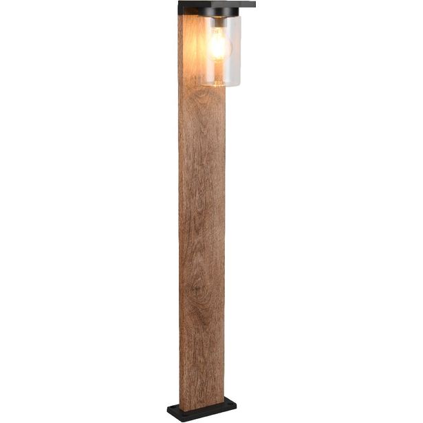 Pylväsvalaisin Trio Ardila, 100cm, E27, puu/mattamusta, hämärätunnistin