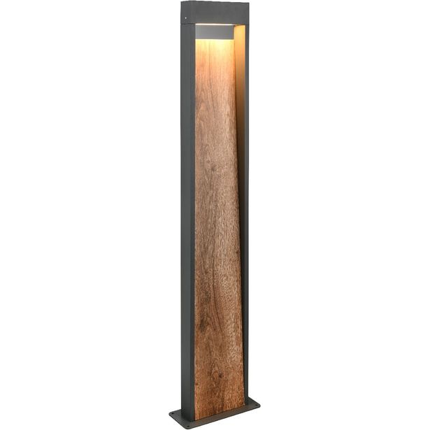 LED-pylväsvalaisin Trio Salmon, 60cm, puu/antrasiitti