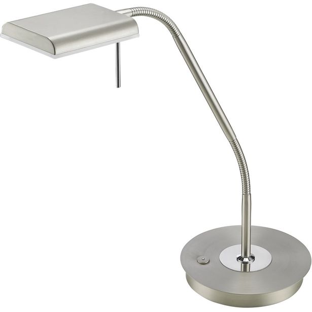 LED-pöytävalaisin Trio Bergamo 205x500 mm, harjattu teräs