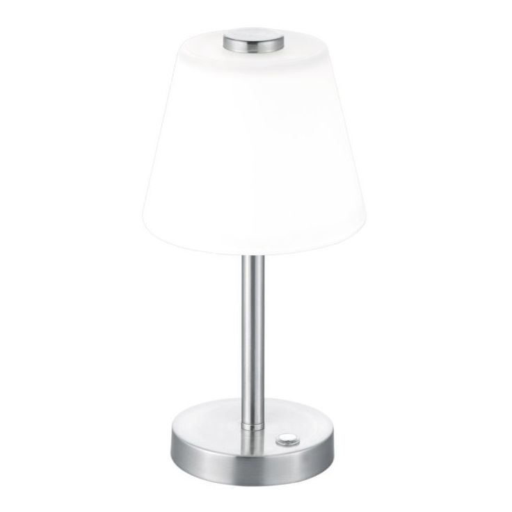 LED-pöytävalaisin Trio Emerald Ø150x290 mm, harjattu teräs