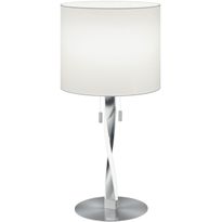 LED-pöytävalaisin Trio Nandor, ø300x620mm, harjattu teräs/valkoinen