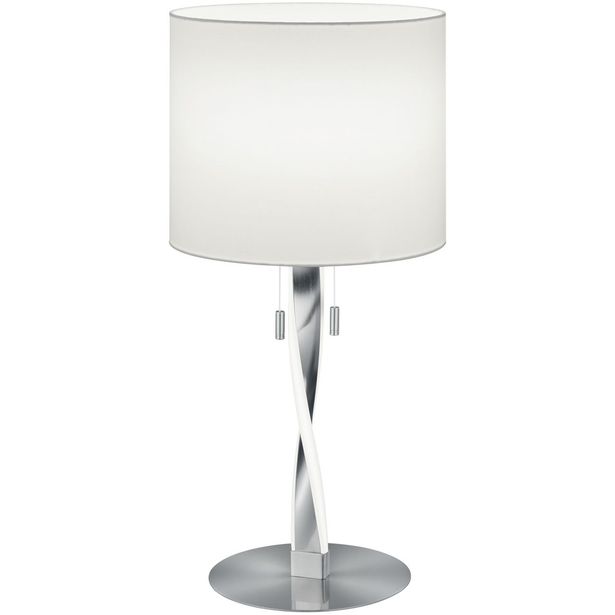 LED-pöytävalaisin Trio Nandor, ø300x620mm, harjattu teräs/valkoinen