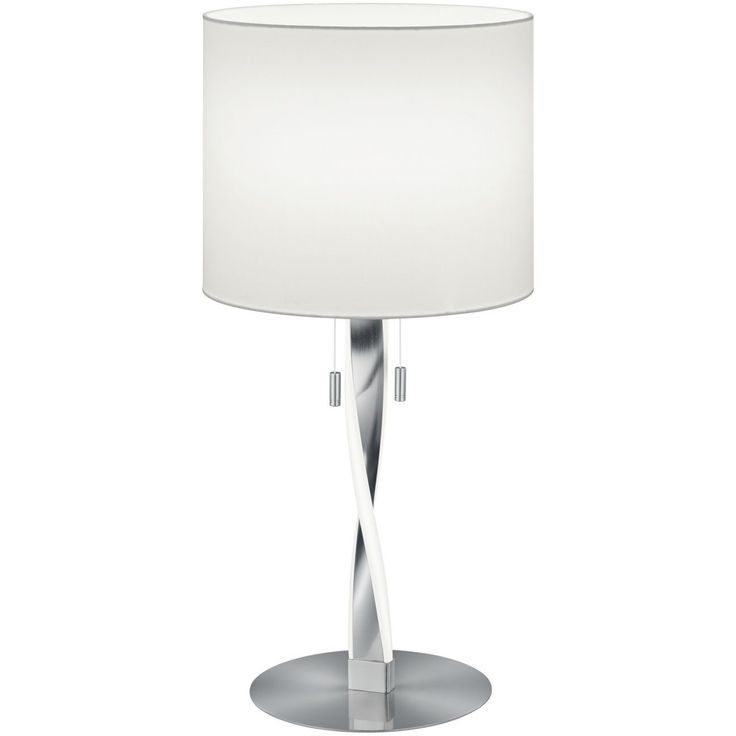 LED-pöytävalaisin Trio Nandor, ø300x620mm, harjattu teräs/valkoinen