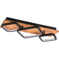 LED-kattovalaisin Trio Rama, 3-os, mattamusta/puu