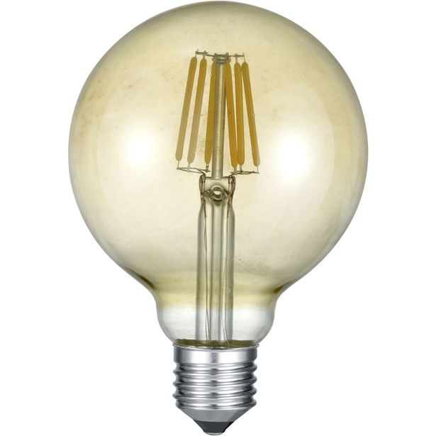 LED-lamppu Trio E27, filament, iso globe, 8W, 806lm, 2700K, ruskea, switch dimmer