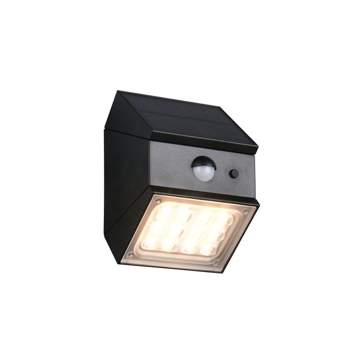 Aurinkokennoseinävalaisin Trio Talca LED, liike- ja hämärätunnistin, mattamusta