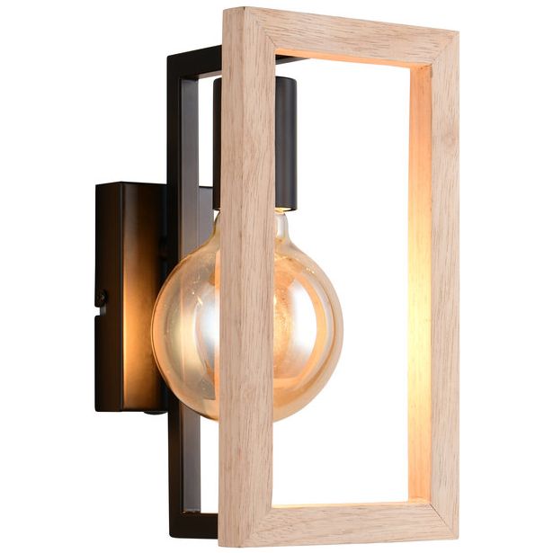 Seinävalaisin Trio Bano E27 mattamusta/luonnollinen väri