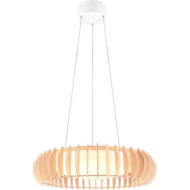 LED-riippuvalaisin Trio Monte, 60cm, valkoinen/puu