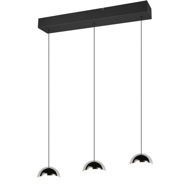 Riippuvalaisin Trio Senta LED 3-osainen 60cm 4000K mattamusta/kromi