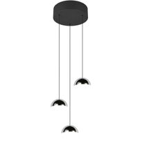 Riippuvalaisin Trio Senta LED 3-osainen pyöreä 4000K mattamusta/kromi