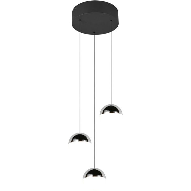Riippuvalaisin Trio Senta LED 3-osainen pyöreä 4000K mattamusta/kromi