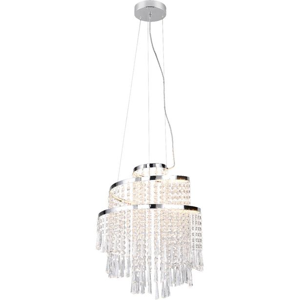 LED-riippuvalaisin Trio Pomp, 38cm, kromi/kirkas