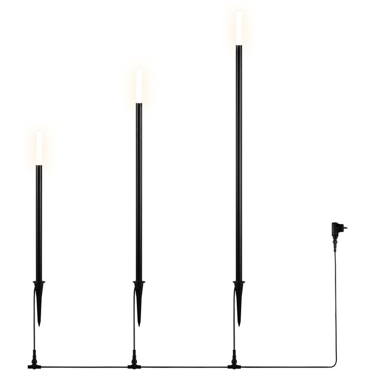 Maapiikkiulkovalaisin LED Trio Stick mattamusta