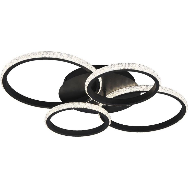 LED-kattovalaisin Trio Cires, mattamusta/kristalliefekti, 4000K