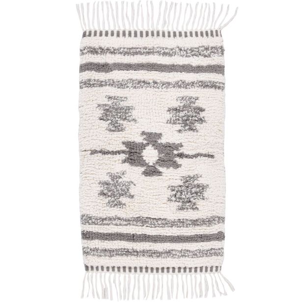 Kylpyhuoneen matto Tom Tailor Ethno Bath Berber, eri kokoja, valkoinen/harmaa