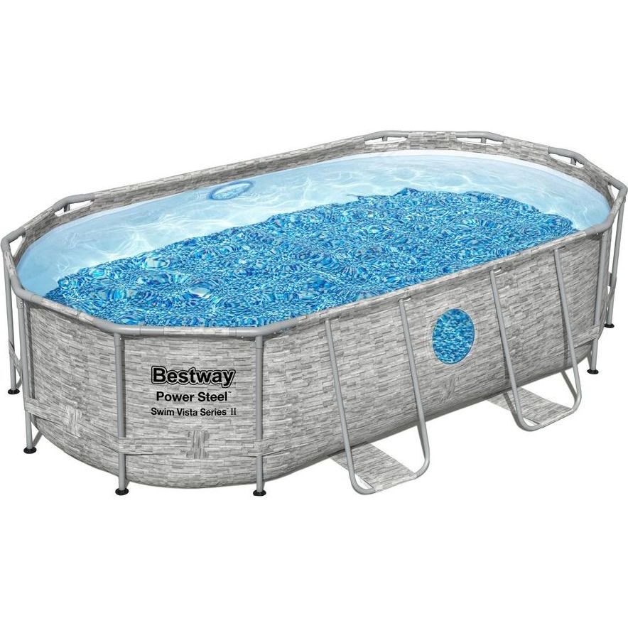 Uima-allassetti Bestway Power Steel Swim Vista, 427x250x100cm, ovaali, ikkunalla