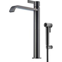 Pesuallashana Tapwell ARM089 Bidé Brushed Black Chrome, korkea malli, bideesuihkulla, harjattu musta kromi