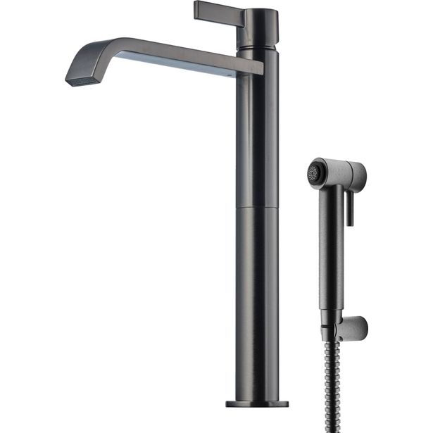 Pesuallashana Tapwell ARM089 Bidé Brushed Black Chrome, korkea malli, bideesuihkulla, harjattu musta kromi