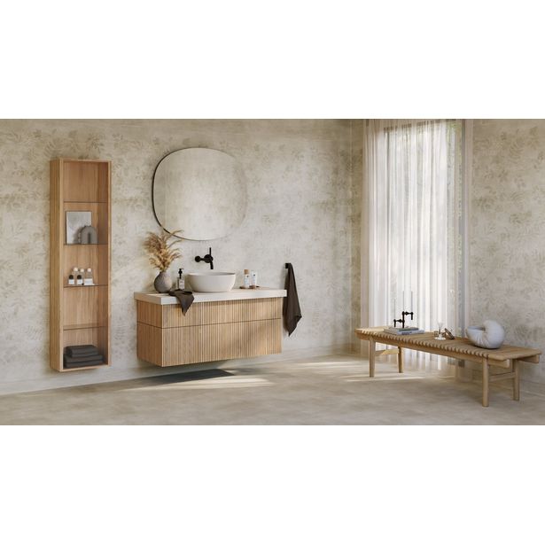 Märkätilan muovimatto Tarkett Aquarelle Raw Concrete Grey, leveys 2m