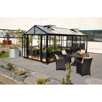 Kasvihuone Vitavia Poseidon 15700, 15,7m², turvalasi/musta, kennolevykatto