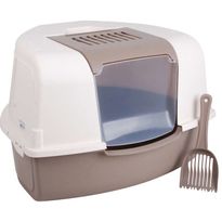Kissanhiekkalaatikkosetti Kats, umpinainen, nurkkamalli, beige