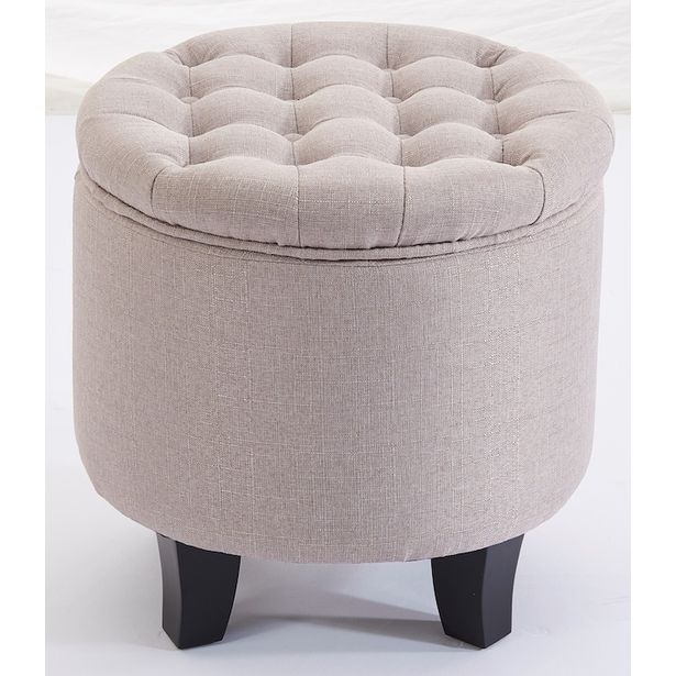 Säilytysrahi Chic Home, Ø42cm, kangasverhoilu, beige