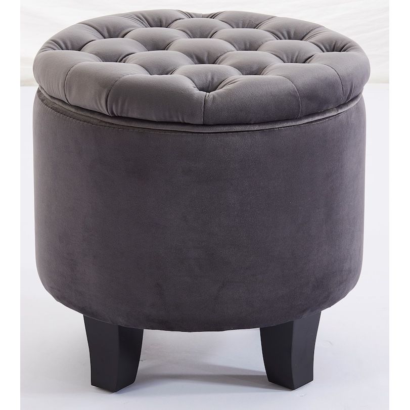 Säilytysrahi Chic Home, Ø42cm, samettiverhoilu, harmaa